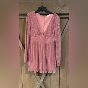 Pink Lily Shimmering Pink Long Sleeve Dress